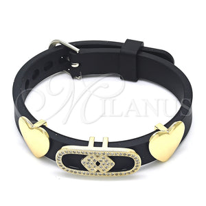 Pulsera Elegante 03.63.1929.08 Oro Laminado, Diseño de Corazón, con Blanca Micro Pave, Pulido, Tono Dorado (10 MM Thickness, 8 Inches Length)