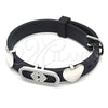 Pulsera Elegante 03.63.1929.1.08 Rodio Laminado, Diseño de Corazón, con Micro Pave Blanca, Pulido, Rodinado (Grosor 10 MM, 8 Pulgadas de Largo)
