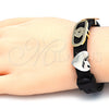 Pulsera Elegante 03.63.1929.2.08 Oro Laminado, Diseño de Corazón, con Blanca Micro Pave, Pulido, Tres Tonos (10 MM Thickness, 8 Inches Length)