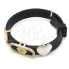 Pulsera Elegante 03.63.1929.2.08 Oro Laminado, Diseño de Corazón, con Blanca Micro Pave, Pulido, Tres Tonos (10 MM Thickness, 8 Inches Length)