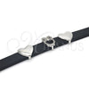 Pulsera Elegante 03.63.1930.1.08 Rodio Laminado, Diseño de Búho y Corazón, con Micro Pave Negro y Blanca, Pulido, Rodinado (Grosor 10 MM, 8 Pulgadas de Largo)