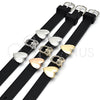 Pulsera Elegante 03.63.1930.1.08 Rodio Laminado, Diseño de Búho y Corazón, con Micro Pave Negro y Blanca, Pulido, Rodinado (Grosor 10 MM, 8 Pulgadas de Largo)