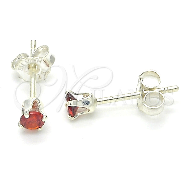 Arete Dormilona 02.63.2604.1 Plata Rodinada, con Zirconia Cubica Granate, Pulido, Crudo