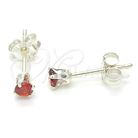 Arete Dormilona 02.63.2604.1 Plata Rodinada, con Zirconia Cubica Granate, Pulido, Crudo
