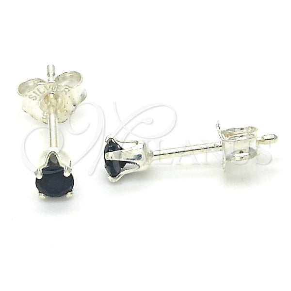 Arete Dormilona 02.63.2604.3 Plata Rodinada, con Zirconia Cubica Negro, Pulido, Crudo