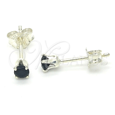 Arete Dormilona 02.63.2604.3 Plata Rodinada, con Zirconia Cubica Negro, Pulido, Crudo