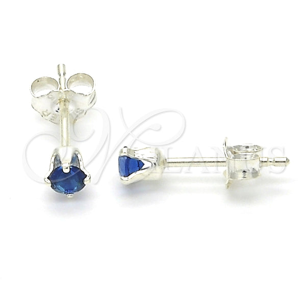 Arete Dormilona 02.63.2604.4 Plata Rodinada, con Zirconia Cubica Zafiro Azul, Pulido, Crudo