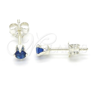 Arete Dormilona 02.63.2604.4 Plata Rodinada, con Zirconia Cubica Zafiro Azul, Pulido, Crudo