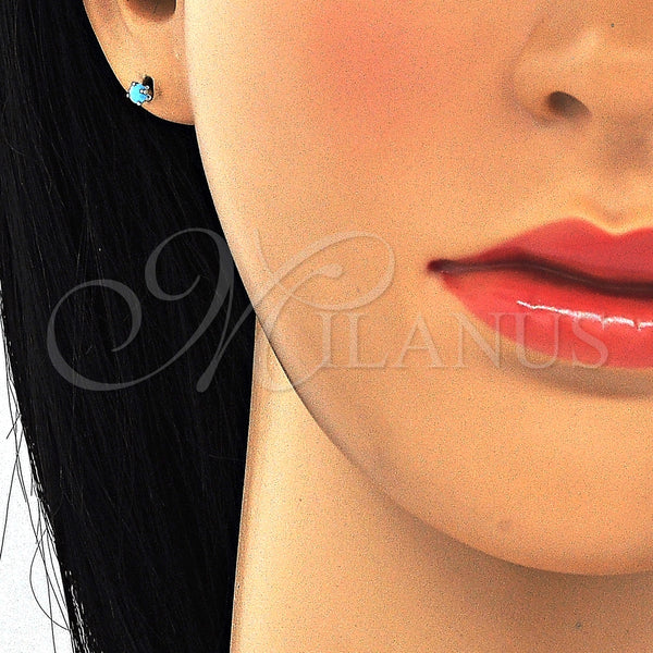 Arete Dormilona 02.63.2604.5 Plata Rodinada, con Zirconia Cubica Turquoise, Pulido, Crudo