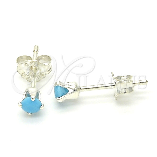 Arete Dormilona 02.63.2604.5 Plata Rodinada, con Zirconia Cubica Turquoise, Pulido, Crudo