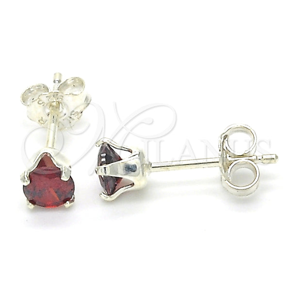 Arete Dormilona 02.63.2605.1 Plata Rodinada, con Zirconia Cubica Granate, Pulido, Crudo