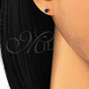 Arete Dormilona 02.63.2605.2 Plata Rodinada, con Zirconia Cubica Zafiro Azul, Pulido, Crudo