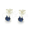 Arete Dormilona 02.63.2605.2 Plata Rodinada, con Zirconia Cubica Zafiro Azul, Pulido, Crudo