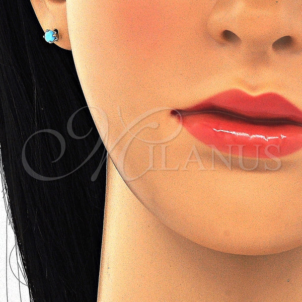 Arete Dormilona 02.63.2605.3 Plata Rodinada, con Zirconia Cubica Turquoise, Pulido, Crudo