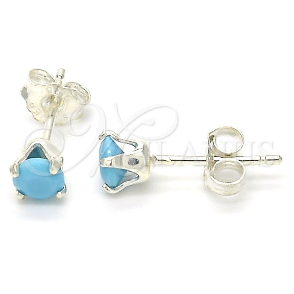 Arete Dormilona 02.63.2605.3 Plata Rodinada, con Zirconia Cubica Turquoise, Pulido, Crudo