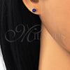 Arete Dormilona 02.63.2606.2 Plata Rodinada, con Zirconia Cubica Zafiro Azul, Pulido, Crudo