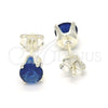 Arete Dormilona 02.63.2606.2 Plata Rodinada, con Zirconia Cubica Zafiro Azul, Pulido, Crudo