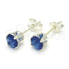 Arete Dormilona 02.63.2606.2 Plata Rodinada, con Zirconia Cubica Zafiro Azul, Pulido, Crudo