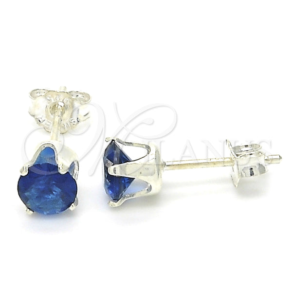 Arete Dormilona 02.63.2606.2 Plata Rodinada, con Zirconia Cubica Zafiro Azul, Pulido, Crudo