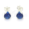 Arete Dormilona 02.63.2607.3 Plata Rodinada, con Zirconia Cubica Zafiro Azul, Pulido, Rodinado