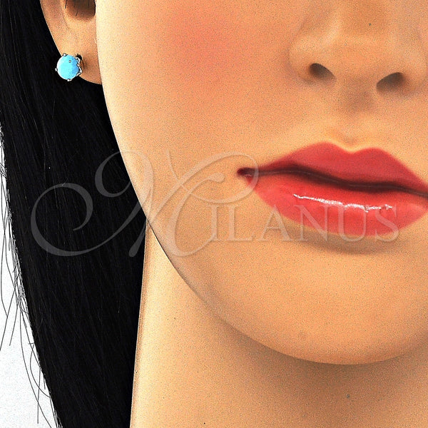 Arete Dormilona 02.63.2607.4 Plata Rodinada, con Zirconia Cubica Turquoise, Pulido, Rodinado