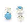 Arete Dormilona 02.63.2607.4 Plata Rodinada, con Zirconia Cubica Turquoise, Pulido, Rodinado