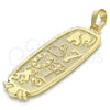 Dije Elegante 05.213.0009 Oro Laminado, Diseño de Elefante y Rana, Pulido, Tono Dorado