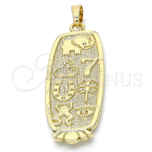 Dije Elegante 05.213.0009 Oro Laminado, Diseño de Elefante y Rana, Pulido, Tono Dorado