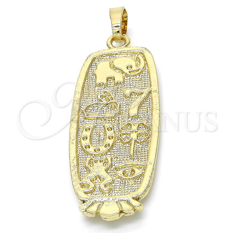 Dije Elegante 05.213.0009 Oro Laminado, Diseño de Elefante y Rana, Pulido, Tono Dorado