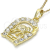 Dije Elegante 05.213.0016 Oro Laminado, Diseño de Elefante, con Blanca Cristal, Pulido, Tono Dorado