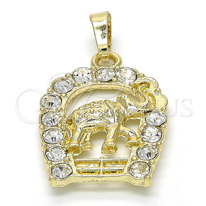 Dije Elegante 05.213.0016 Oro Laminado, Diseño de Elefante, con Blanca Cristal, Pulido, Tono Dorado
