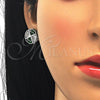 Juego de Arete y Dije de Adulto 10.106.0002.3 Rodio Laminado, con Zirconia Cubica Verde y Blanca, Pulido, Rodinado