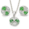Juego de Arete y Dije de Adulto 10.106.0002.3 Rodio Laminado, con Zirconia Cubica Verde y Blanca, Pulido, Rodinado