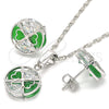 Juego de Arete y Dije de Adulto 10.106.0002.3 Rodio Laminado, con Zirconia Cubica Verde y Blanca, Pulido, Rodinado