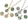 Juego de Arete y Dije de Adulto 10.106.0002.3 Rodio Laminado, con Zirconia Cubica Verde y Blanca, Pulido, Rodinado
