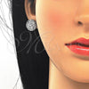 Juego de Arete y Dije de Adulto 10.106.0003.1 Rodio Laminado, Diseño de Flor, con Zirconia Cubica Blanca, Pulido, Rodinado