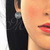 Juego de Arete y Dije de Adulto 10.106.0003.3 Rodio Laminado, Diseño de Flor, con Zirconia Cubica Zafiro Azul y Blanca, Pulido, Rodinado