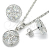 Juego de Arete y Dije de Adulto 10.106.0004.1 Rodio Laminado, Diseño de Estrella, con Zirconia Cubica Blanca, Pulido, Rodinado