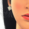 Juego de Arete y Dije de Adulto 10.106.0005 Oro Laminado, Diseño de Mariposa, con Blanca Zirconia Cubica, Pulido, Tono Dorado