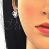 Juego de Arete y Dije de Adulto 10.106.0005.3 Rodio Laminado, Diseño de Mariposa, con Zirconia Cubica Granate y Blanca, Pulido, Rodinado