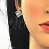 Juego de Arete y Dije de Adulto 10.106.0006 Oro Laminado, Diseño de Corona, con Blanca Zirconia Cubica, Pulido, Tono Dorado