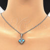 Juego de Arete y Dije de Adulto 10.106.0006.3 Rodio Laminado, Diseño de Corona, con Zirconia Cubica Turquoise y Blanca, Pulido, Rodinado