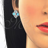 Juego de Arete y Dije de Adulto 10.106.0006.3 Rodio Laminado, Diseño de Corona, con Zirconia Cubica Turquoise y Blanca, Pulido, Rodinado