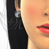 Juego de Arete y Dije de Adulto 10.106.0007.3 Rodio Laminado, con Zirconia Cubica Zafiro Azul y Blanca, Pulido, Rodinado