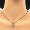Juego de Arete y Dije de Adulto 10.106.0009 Oro Laminado, Diseño de Flor, con Blanca Zirconia Cubica, Pulido, Tono Dorado