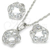 Juego de Arete y Dije de Adulto 10.106.0011.1 Rodio Laminado, con Zirconia Cubica Blanca, Pulido, Rodinado