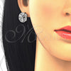 Juego de Arete y Dije de Adulto 10.106.0012.1 Rodio Laminado, Diseño de Estrella, con Zirconia Cubica Blanca, Pulido, Rodinado