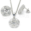 Juego de Arete y Dije de Adulto 10.106.0012.1 Rodio Laminado, Diseño de Estrella, con Zirconia Cubica Blanca, Pulido, Rodinado