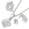 Juego de Arete y Dije de Adulto 10.106.0013.1 Rodio Laminado, Diseño de Corazón, con Zirconia Cubica Blanca, Pulido, Rodinado