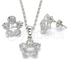 Juego de Arete y Dije de Adulto 10.106.0015.1 Rodio Laminado, Diseño de Estrella y Amor, con Zirconia Cubica Blanca, Pulido, Rodinado